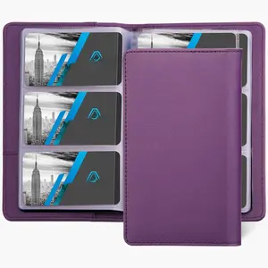 Business Card Organizer, 240 Cards Book Portable Business Card Holder for Men & Women, Professional PU Credit Cards Binder File Storage, Purple