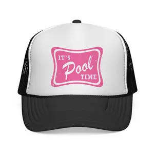 It's Pool Time Trucker Cap | Pink Retro Pool Logo
