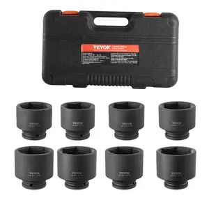 VEVOR Axle Nut Impact Socket Set, 3/4" Drive 6-Point 8-Piece SAE Spindle Nut Socket Set, CR-MO Heat Treated Large Socket Set with Storage Case, for Auto Repair, Removing or Installing Axle NutsSummervibes
