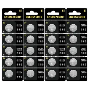 ENERGYCORD CR2016 3V Lithium Battery 20 Pack, Long Lasting Power for Key Fob, Watch, Calculator and More