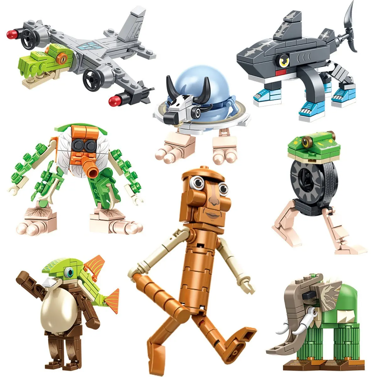 Trendy Tung Tung Tung Sahur Building Blocks Tralalero Tralala Meme Figurines Italian Brainrot Viral Toy Creative Desk Decor Gift