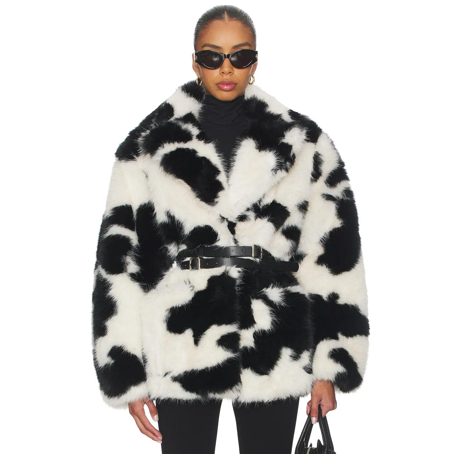 AFRM Livingston Faux Fur Jacket in Cattle Print Fur
