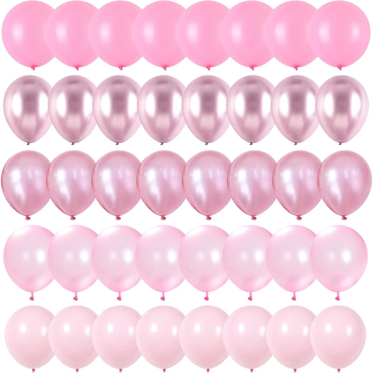 Balloons Set, 60 Packs 12 Inch Metallic Chrome   Macaron Light  Different Shades Balloons for Girl Women Birthday Decorations, Wedding, Christening,  Shower Party