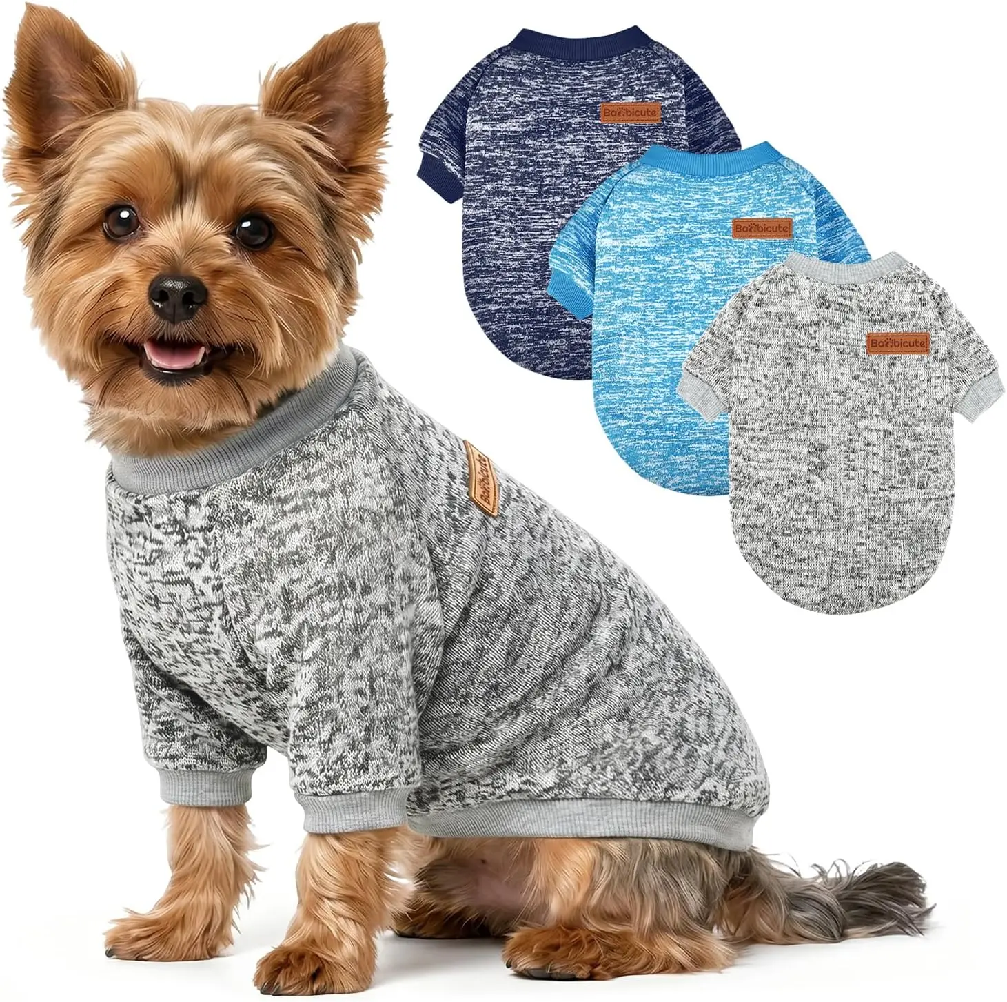 BAOBICUTE 3-Pack 100% Polyester Fleece Sweaters for XXS Small Pets, Warm Soft Winter Dog & Cat Apparel, Suitable for Camping, Shopping, Christmas Party Scenarios
