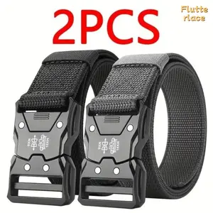 2PCS 2026 New Men’s Tactical Nylon Belt, Quick-Release Adjustable Waistband, Durable Outdoor Sports & Military Training Belt, Black Utility Strap, Hiking, Camping, Travel, Everyday Carry