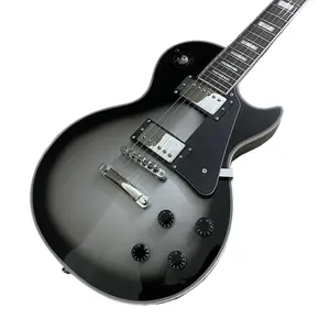 Silver LP electric guitar solid body, HH pickups, chrome hardware, rosewood fretboard, 22 frets, 6 strings. Shipped from US