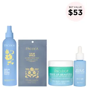 Pacifica Beauty Dream Nights Sleep Bundle, Skincare Bundle, Dream Milk Magnesium Body Spray, Calm Space Calming Facial Mask, Wake Up Beautiful Overnight Retinoid Cream, Wake Up Beautiful Overnight Retinoid Serum, Skincare Kit, Comfort