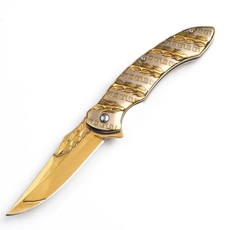 Embossed keel stainless steel folding knife, high hardness outdoor pocket knife, portable outdoor EDC knife, camping fishing survival knife