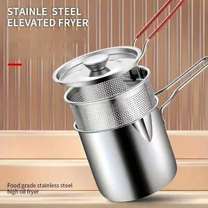 1 set of stainless steel frying pans, Tianluo Lady stir-fry pan, stainless steel deep fryer, household mini frying pan, small egg boiler, Cookware, multi-functional suitable for induction cookers and gas stoves