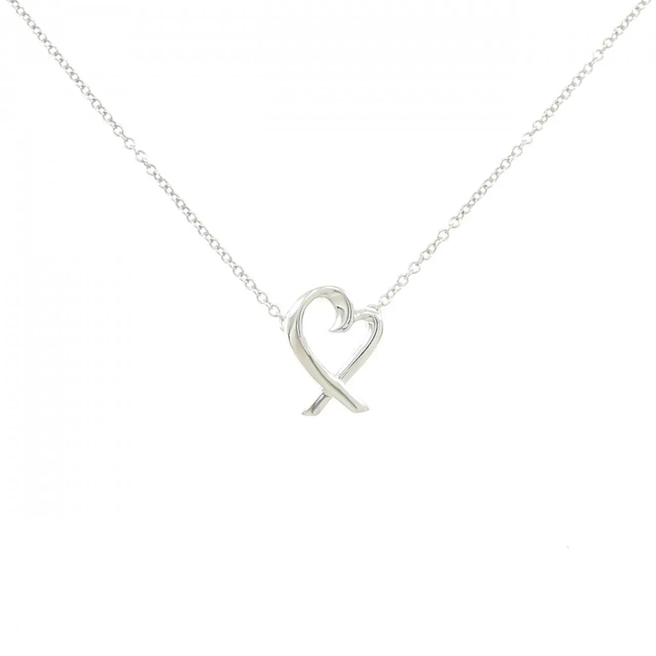 Pre-owned Tiffany & Co. Sterling Silver 925 (Ag925) Small Leather Goods Tiffany Loving Heart Mini 925 Silver Necklace