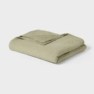 Full/Queen TENCEL Lyocell Waffle Bed Blanket Green - Threshold
