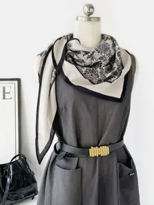 New Simple Multifunctional Small Shawl, Minimalist Silk Zigzag Triangle Scarf, Fashion Waist Belt for Women, All Seasons