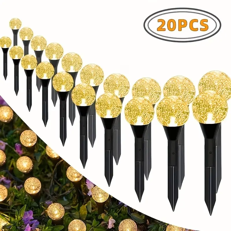20led Solar Crystal Garden Light, Outdoor Lawn Lamp, Patio Lights with 8 Lighting Modes, Automatic On/off, Ideal for Summer, Camping, Christmas, Wedding, Party, Birthday Path Decor, Solar Ground Lights