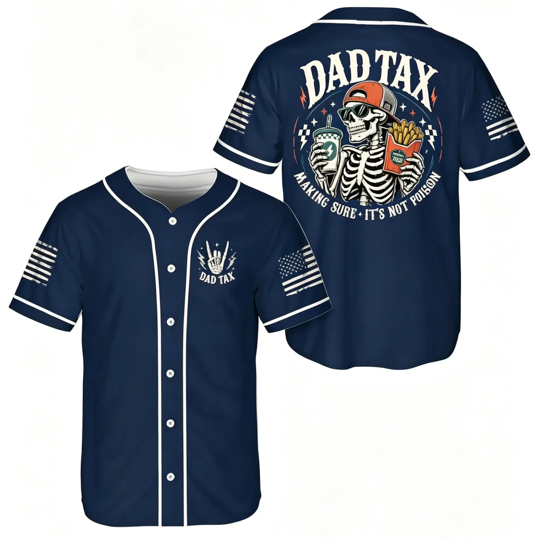Humor Skeleton Dad Tax Baseball Jersey, Funny Father’s Day Fast Food Retro Shirt, Making Sure It’s Not Poison Joke Baseball Gift for Husband # TikTokMadeMeBuyIt # DadGratitudeTee # CelebrateDad # FathersDayOutfit # GiftForHim
