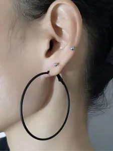 Fashion Classic Unique Punk Style Large Hoop Size Circle Earrings Set, Unisex All-Occasion Jewelry, Versatile Accessory for Any