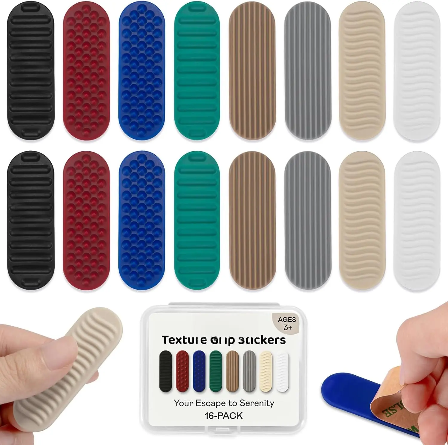 Textured Sensory Stickers for Adults - 16-Count Discreet Adhesive Stress Relief Tools, Modern Quiet Fidget Toys for Office Desks, Classroom Prizes