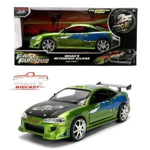 Jada 1:24 Brian's Mitsubishi Eclipse -  Green Color Brush Finish - Fast &  Furious 25 Year Anniversary
