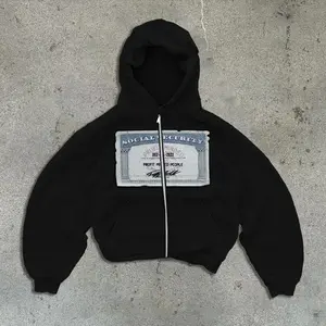 NewEuropean and American Style Street Money Pattern Printed Hoodie Unisex Loose Zipper Sweatshirt_outdoor sport