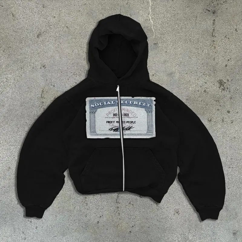 Women's YYT1 Unisex Hooded Neck Full Length Zip-Up Hoodie - Polyester, Loose Cut, European Streetwear, Money Pattern Printed, Sporty Casual Outdoor Sweatshirt,clothes for back to school,first day of school outfits