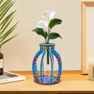 DIY Diamond Painting Puzzle Vase Kit 5x6.1in Simple Hand Assembled Desktop Decorative Vase Creative Ornaments for Beginners 2.7mm Round Drills Included