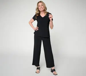 Attitudes by Renee Petite Como Jersey Top and Pant Set