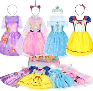 Princess Dress Up Clothes for Girls Princess Dress Up Costume with Cape Crown for Little Girls Princess Toys Christmas Birthday Gift