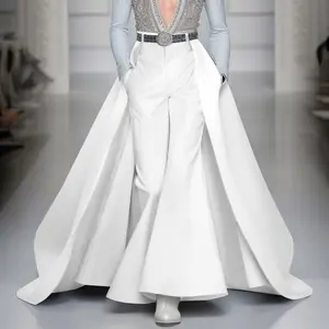 INCERUN Men's All-Season High-Waist Wide-Leg Trousers with Detachable Long Skirt Overlay for Business Banquets, Fashionable Dinners, Wedding Celebrations, Red Carpet Events, and Themed Parties