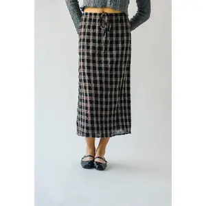 The Breems Patterned Midi Skirt in Black Multi