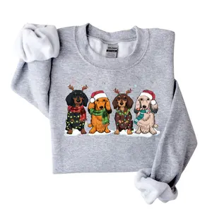 Cute Dachshund Christmas Sweatshirt – Holiday Dog Lover Pullover with Festive Wiener Dogs