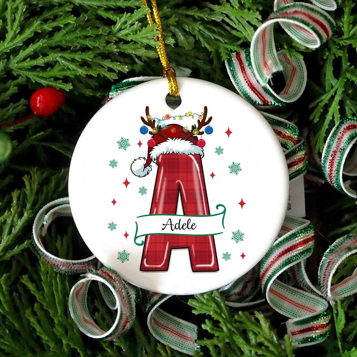 Personalized Initial Letter Christmas Ornaments - Custom Alphabet Christmas Ornaments - Family Name Hanging Ornament - Unique Christmas Keepsake