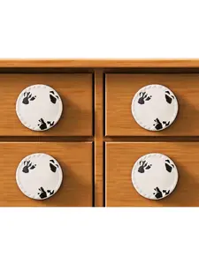 212 MAIN Vintage Round Shape Distressed White Ceramic Drawer Pull Knobs - Set of 6, Includes Screws