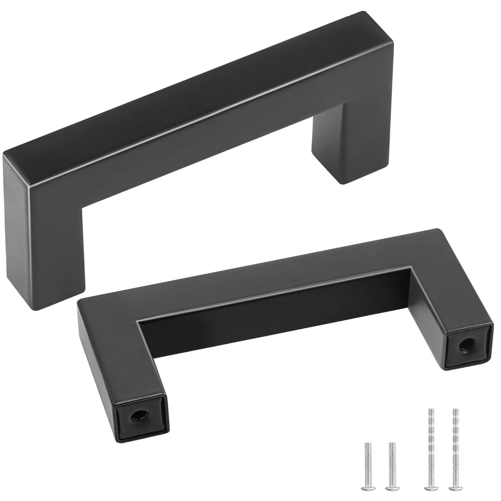VEVOR 30 Pack Cabinet Pulls, 3inches Center-to-Center Slim Square Stainless Steel Handles, Minimalist Design Drill-Free Fit Easy to Clean Matte Black for Kitchen Cabinets Drawers Bathroom Bar Hardware, 3In / 76Mm