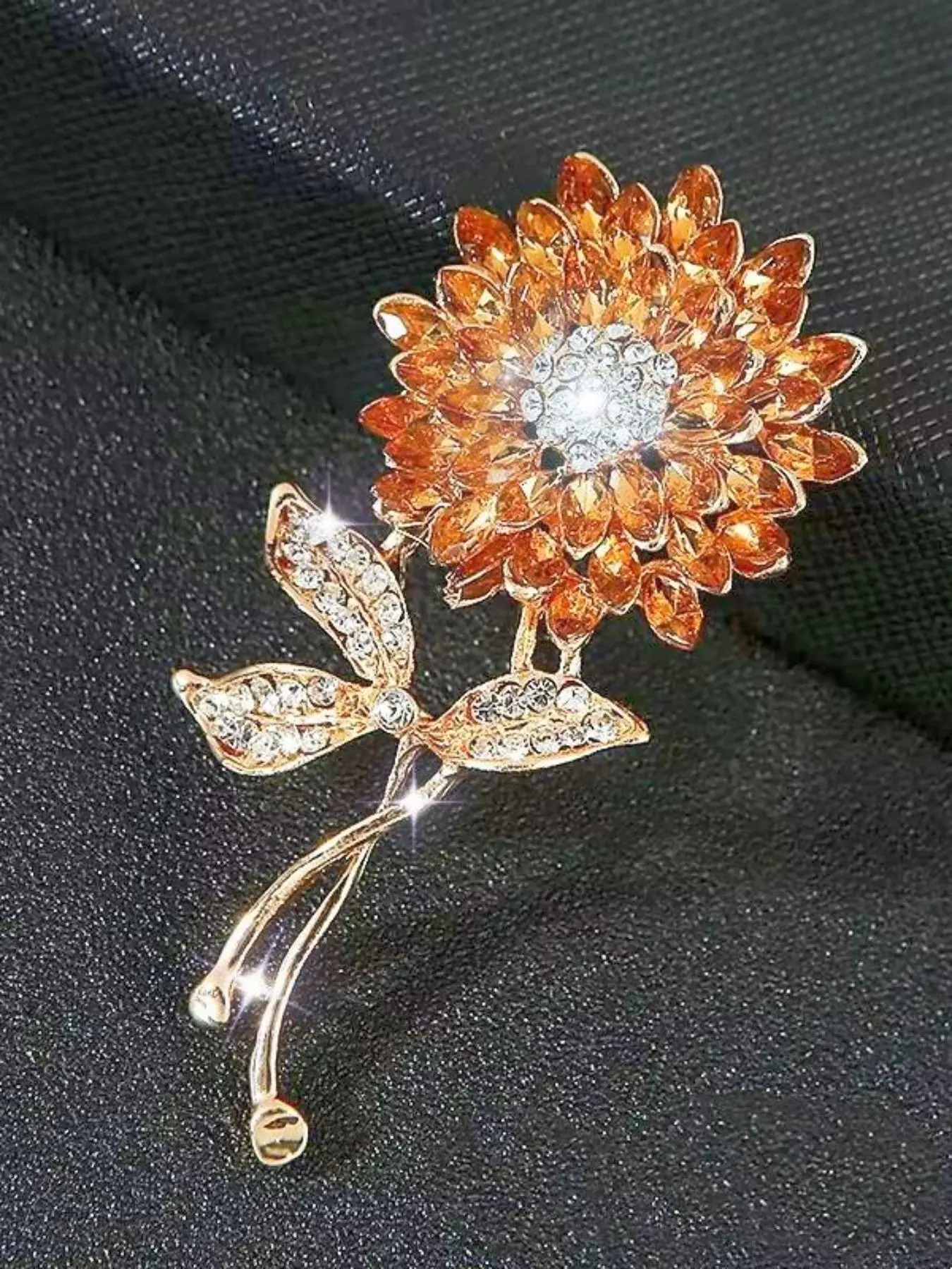 Sunflower Design Brooch, Fashionable Rhinestone Decorated Brooch for Women & Girls, Trendy All-match & Exquisite Brooch for Birthday Gift