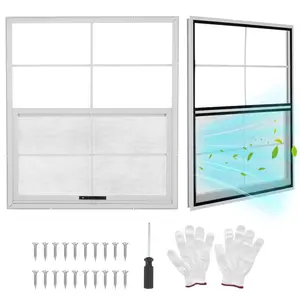 【GARVEE】2pcs Shed Windows in Various Sizes (24x27, 18x27, 18x23, 14x21, 12x18 inches) with Flush Mount Design, Tempered Glass, Fiberglass Screen, and Screws for Easy Installation in Sheds, Coops, Playhouses, Garages, and Homes