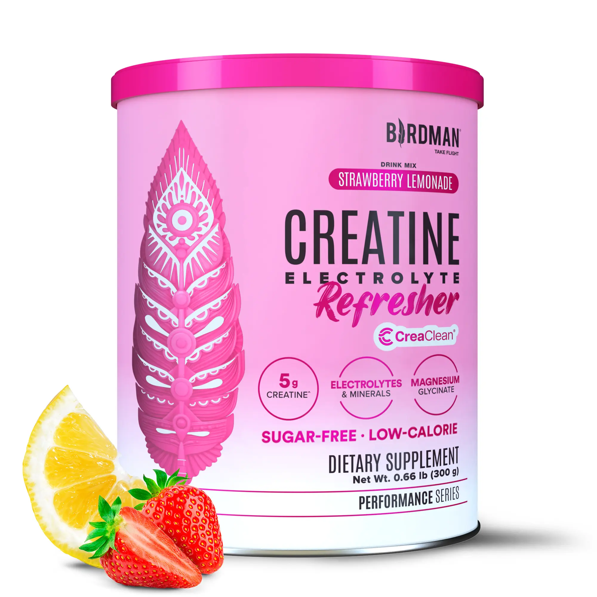 Birdman Fitness Creatine Monohydrate Drink Powder - Clean Fitness Supplement with Electrolytes, Magnesium, Energy Vital Stamina Amino Acids Nutritional Supplements - Strawberry Lemonade Flavor - 0.66lbs