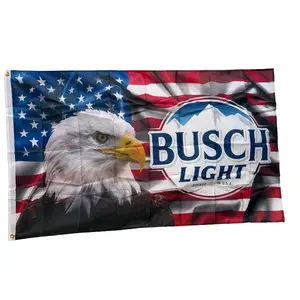 Busch Light Beer American Bald Eagle USA 3x5 Ft Flag Banner Bar Decor