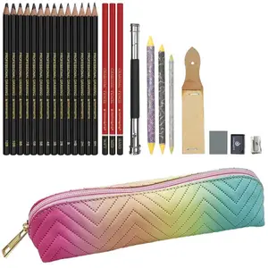 26 Pack Sketching Set Drawing Pencils Kit Art Supplies Include Graphite Charcoal Professional Pencils Set Cute Portable case for Artists Adults Beginners Artist