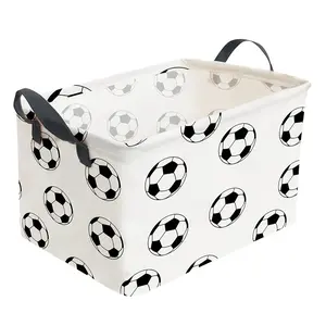 1/2pcs Rectangular Laundry Basket with Soccer Pattern | Foldable Hamper for Organization & Storage | Basket for Toys, Office, or Bedroom | Toy Bin / Closet Shelf Basket