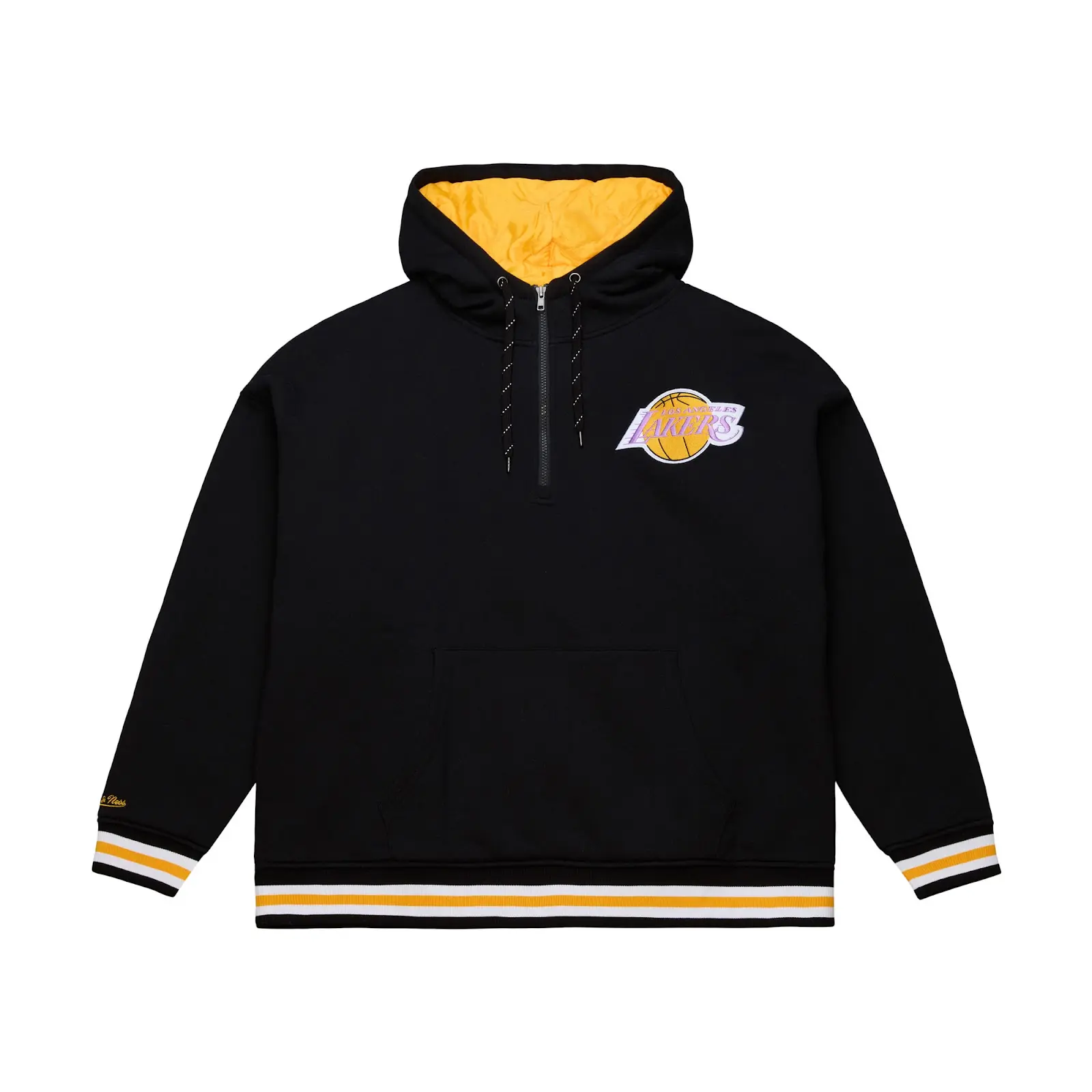 Los Angeles Lakers Throwback Quilted Quarter-Zip Fleece Hoodie - Vintage NBA Fleece Hoodie, Retro Streetwear, Mitchell & Ness Aesthetic Classic