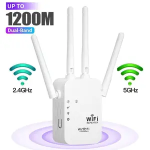 WiFi Extender 2025 Dual Band 1200Mbps Long Range Signal Booster for Home Covers 10000 sq ft Supports 50 Devices Stable Connection for Streaming Gaming