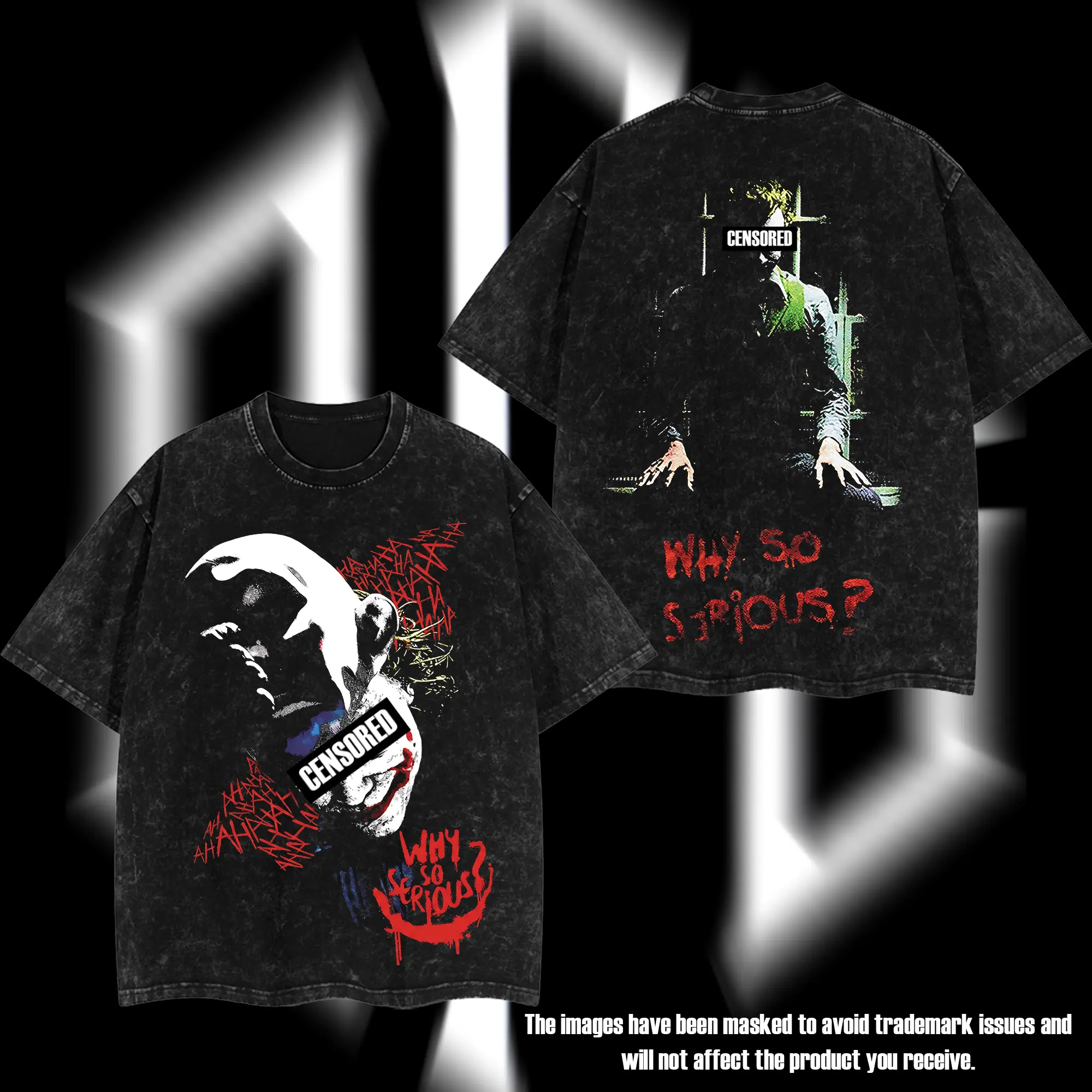 Superstyle "Why so serious?" The Clown Prince of Crime Jokerrr Hero verse Edition Double Printed Oversize Lightweight Acid Washed Tee TV Series Graphic Design Top Cotton Streetwear Comic Superheroes T-Shirt Clothes Menswear Womenswear