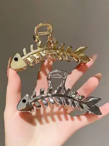 Women's Elegant Fish Bone Design Hair Claws, 2 Counts/set Cute Lovely Hair Claw Clips, Metal Hair Clips, Super Cute Clips for Women & Girls, Fashion Hair Accessories for Daily Life, Hair Clip for Women and Girls