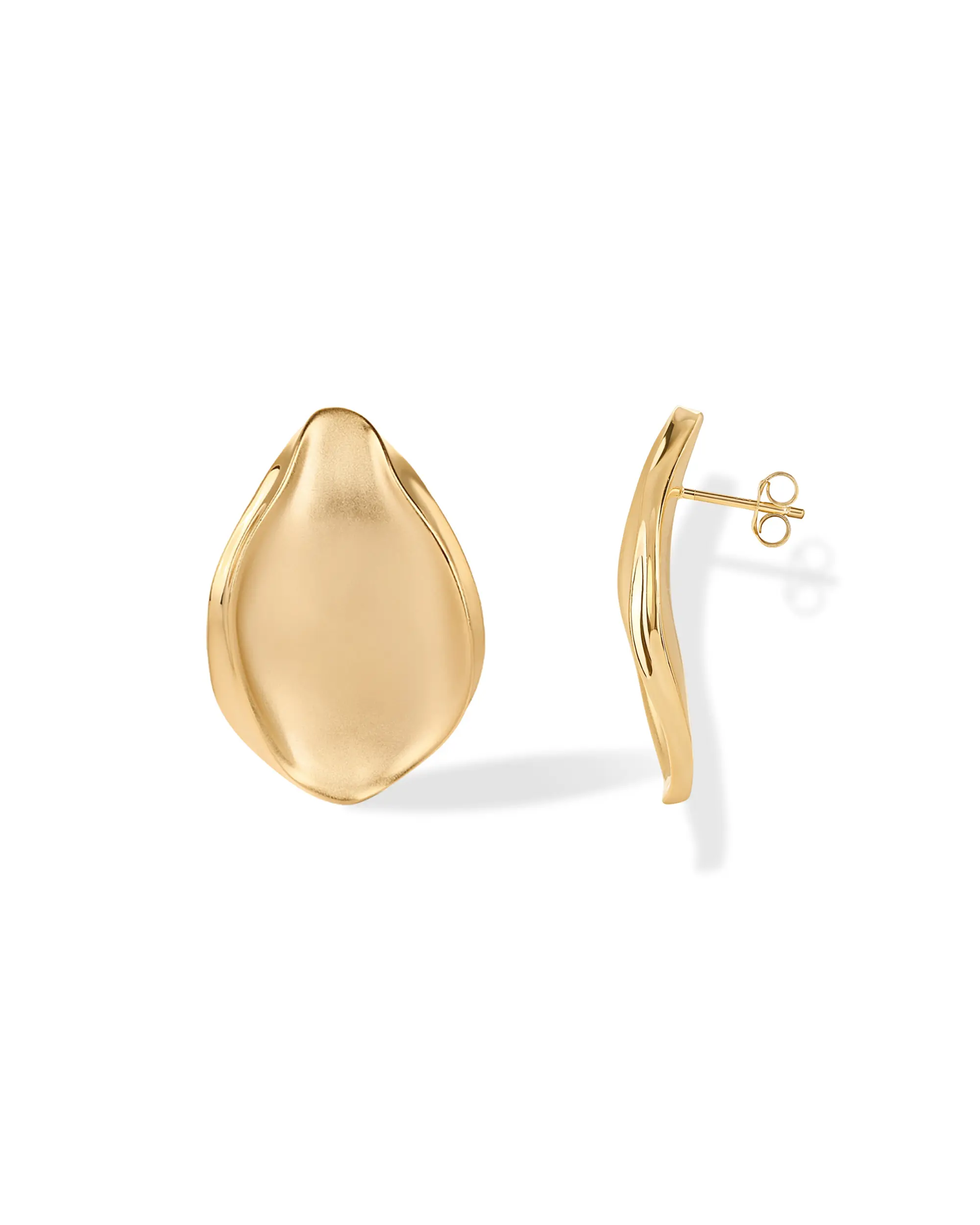 PAVOI 14K Gold Plated Sterling Silver Posts Chunky Vintage Organic Hammered Brushed and Textured Geometric Earrings for Women | Statement Earring Pair
