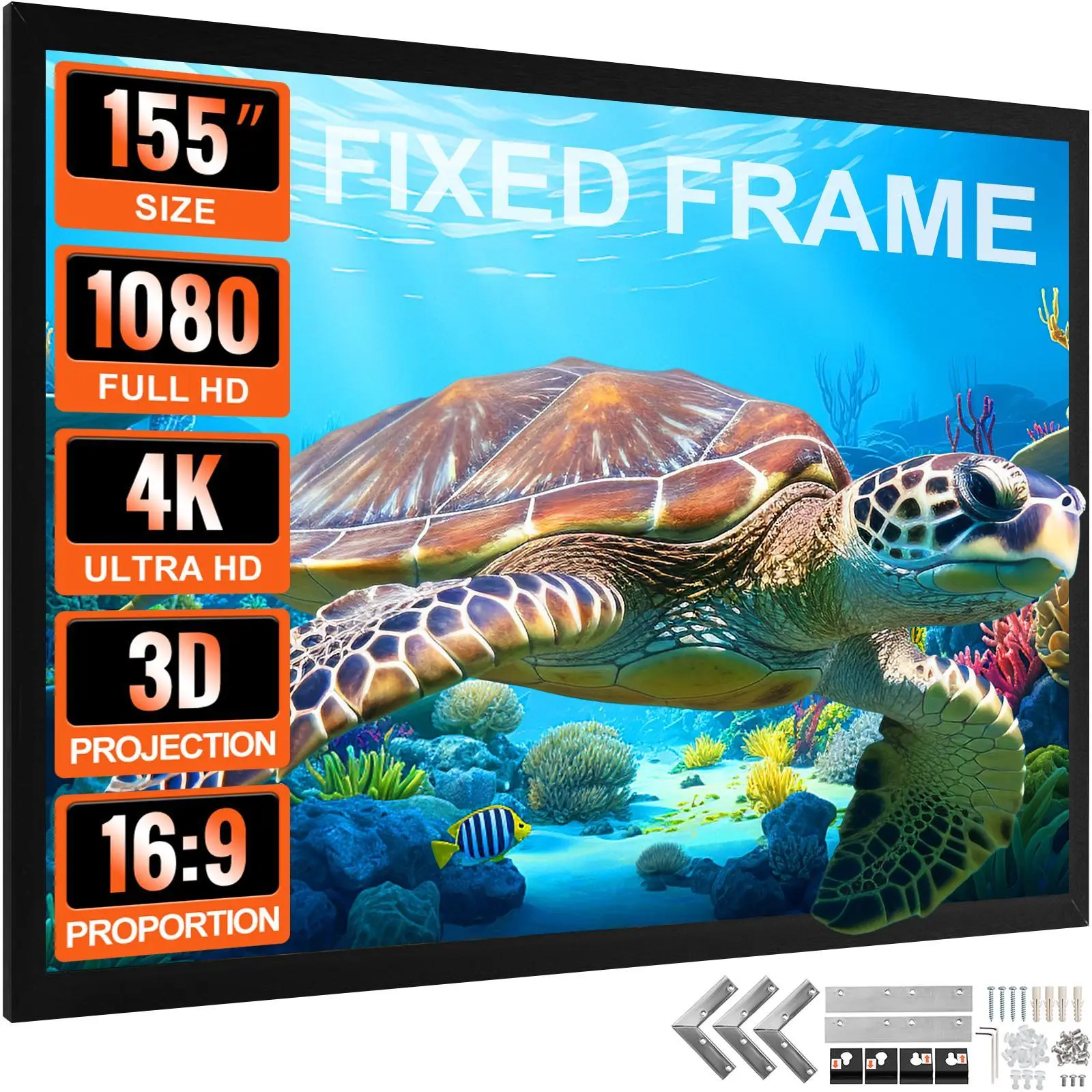 【SummerFinds】Big 155" Diagonal 16:9 HD Projector Screen Home Theater Outdoor Use Accessories Aluminum