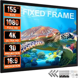 【FathersDayGift】Big 155" Diagonal 16:9 HD Projector Screen Home Theater Outdoor Use Accessories Aluminum