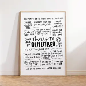 [UNFRAMED POSTER] Things to Remember, Positive Affirmations Wall Art, Calming Corner, Anxiety Relief, Therapy Office Decor, CBT Quotes