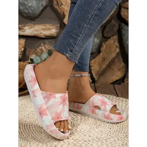 Summer New Women's Leopard Print Cloud Slippers, Thick Soft Sole, Outdoor Casual Vacation Beach Shoes, Anti-Slip Comfortable Couple Slippers, Beach Footwear, Leopard Pattern Slides