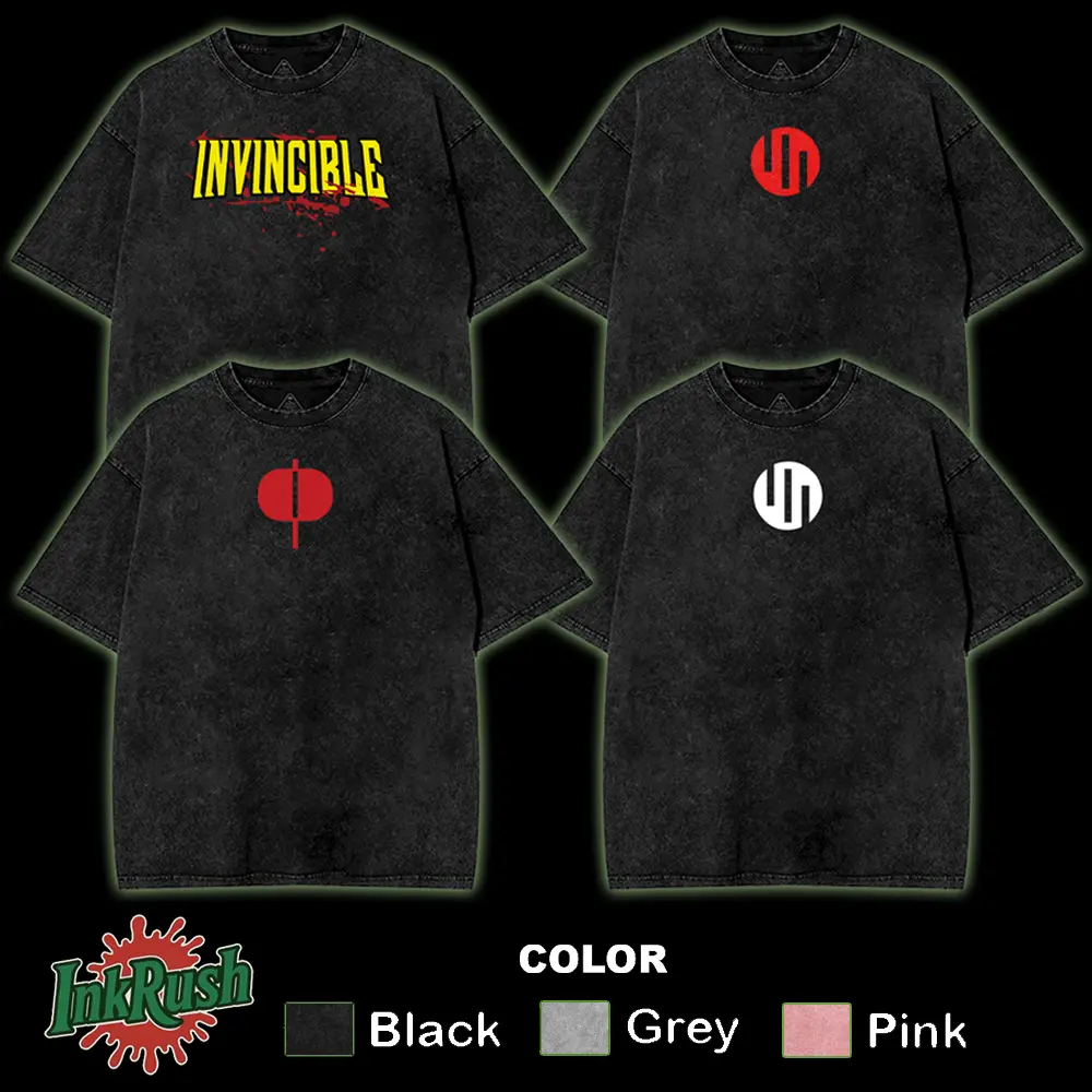 [COLLECTION] 4 DESIGN LOGO Invincible SS4 washed tshirt, viltrumite compression, Comics T-Shirt, TV Show Comics Washed T-shirt Cotton, Unisex Shirt Streetwear graphic tshirt Top lover graphic tee