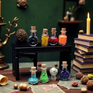 8pcs Miniature Magic Potion Bottles 1:12 Dollhouse Simulation Halloween Decoration Accessories for Crafting and Holiday Scene