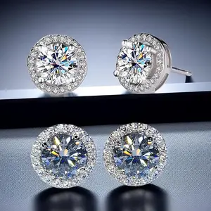 【Round & Square】S925 Silver Moissanite Stud Earrings | Round & Square Cuts | Classic & Trendy Men's Jewelry | Genuine with Authenticity Certificate | Ideal Gift